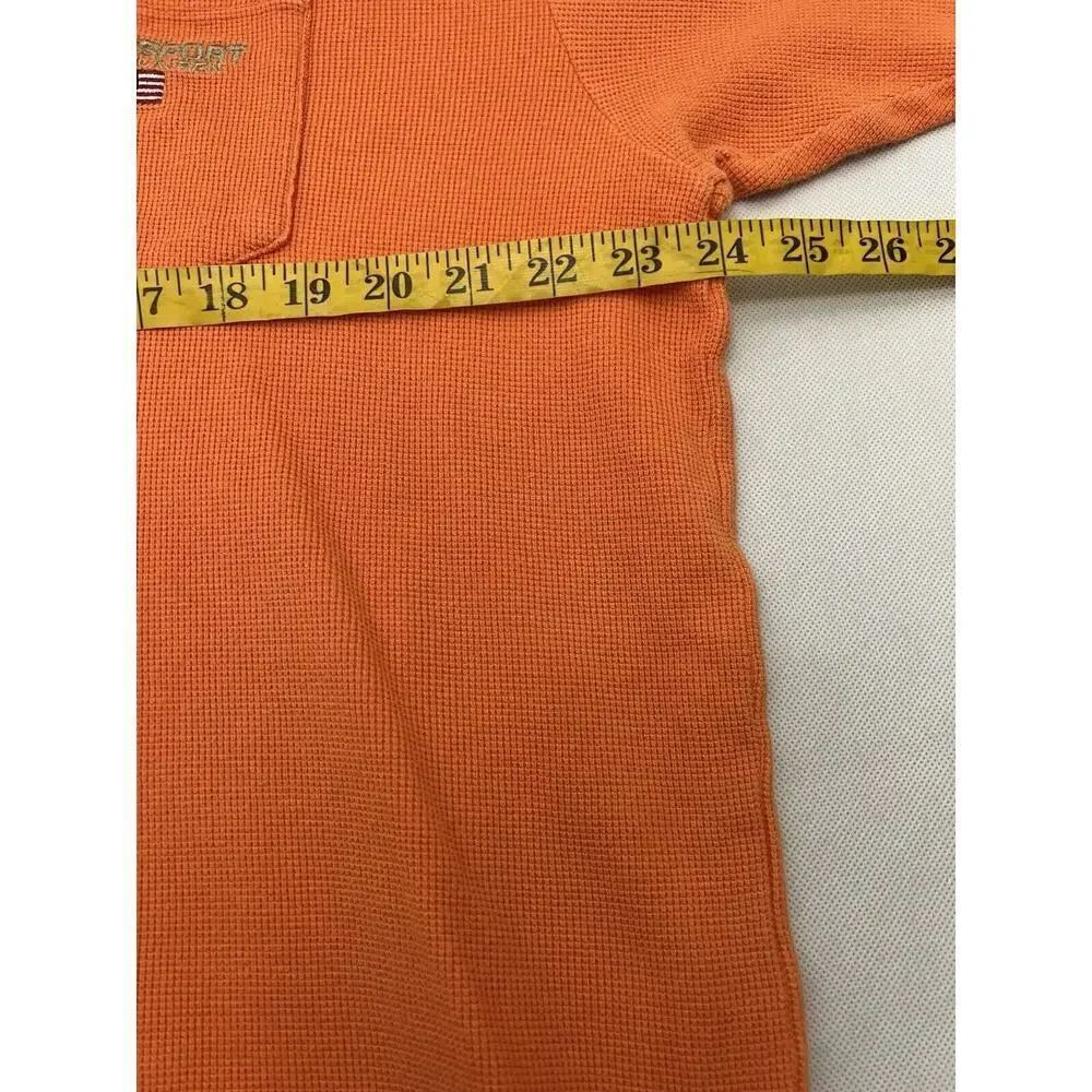 VTG Polo Sport Ralph Lauren Men’s Polo Shirt Waffle Knit Orange Spell Out XLarge